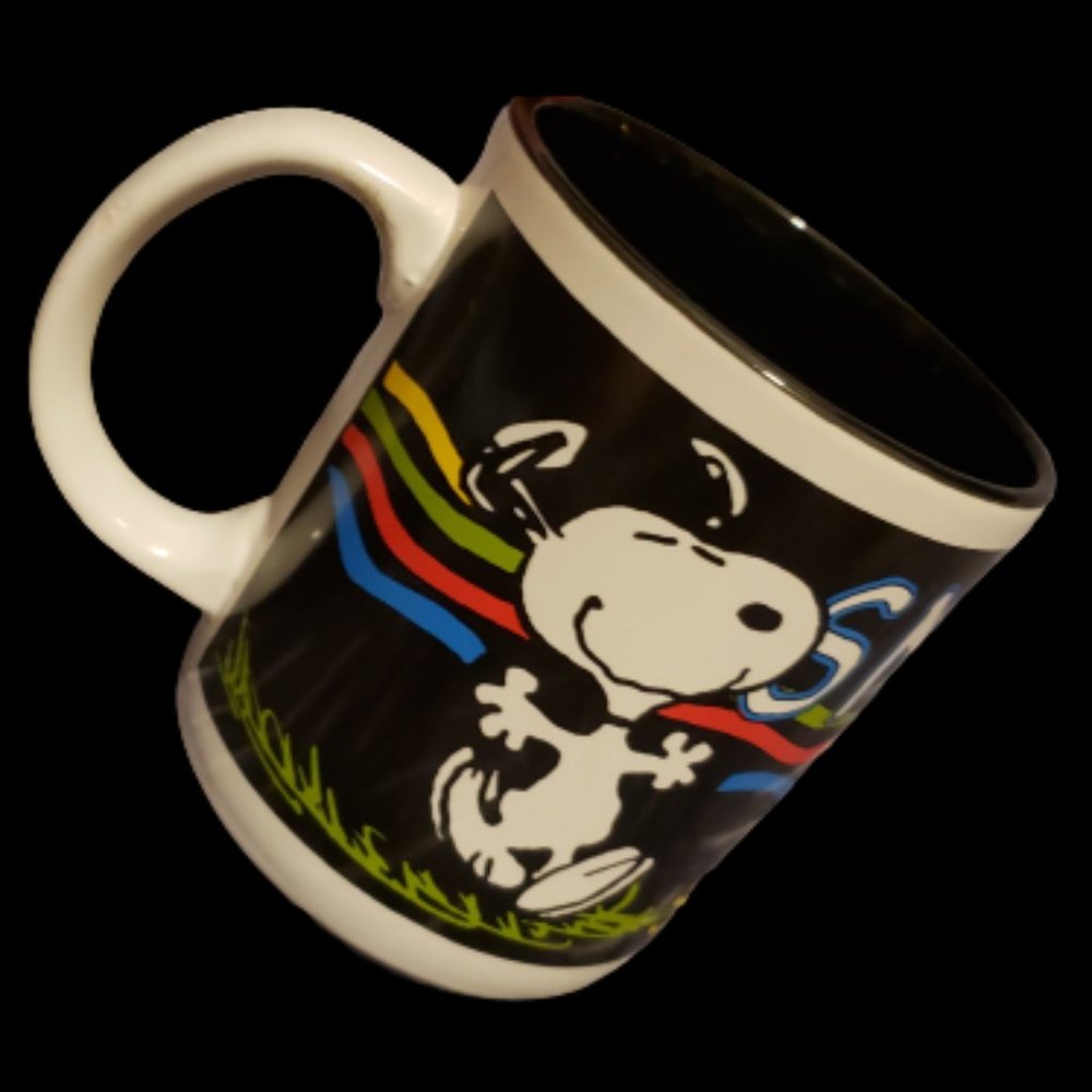 Accents Snoopy Coffee Mug 1984 Vintage Made in Korea Retro Black White Pre-owned